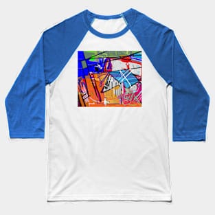 Blue and orange abstract London Baseball T-Shirt